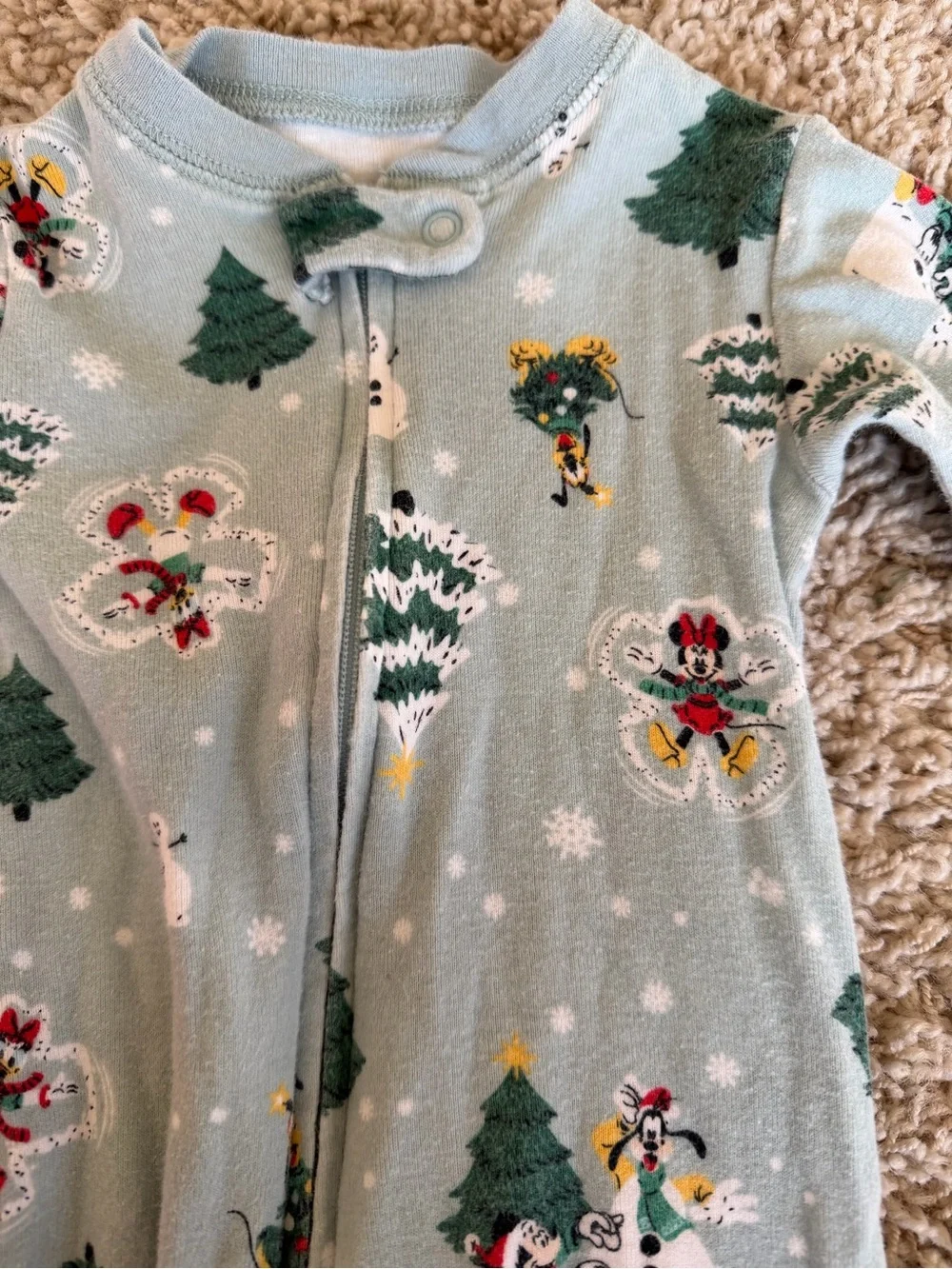 Disney Carters Mickey Mouse & friends Christmas holiday blue snow footie pjs